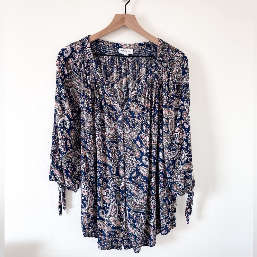 Westport Women's Navy Paisley Blouse